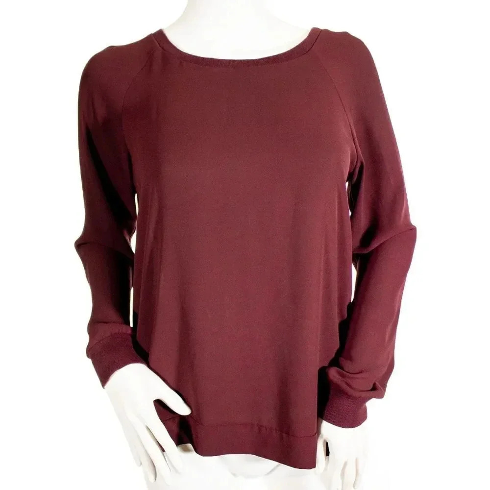 Ann Taylor Loft Burgundy Chiffon Top XS